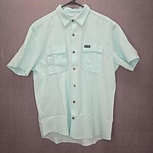 Yee Yee Apparel "Maverick" Button Up Fishing Teal Mens Large